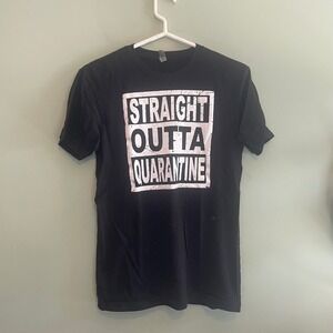 Next Level‎ Mens Casual Straight Outta Quarantine Statement T-Shirt Black Small